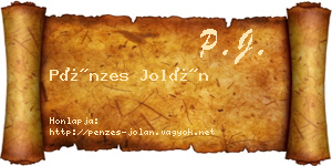 Pénzes Jolán névjegykártya